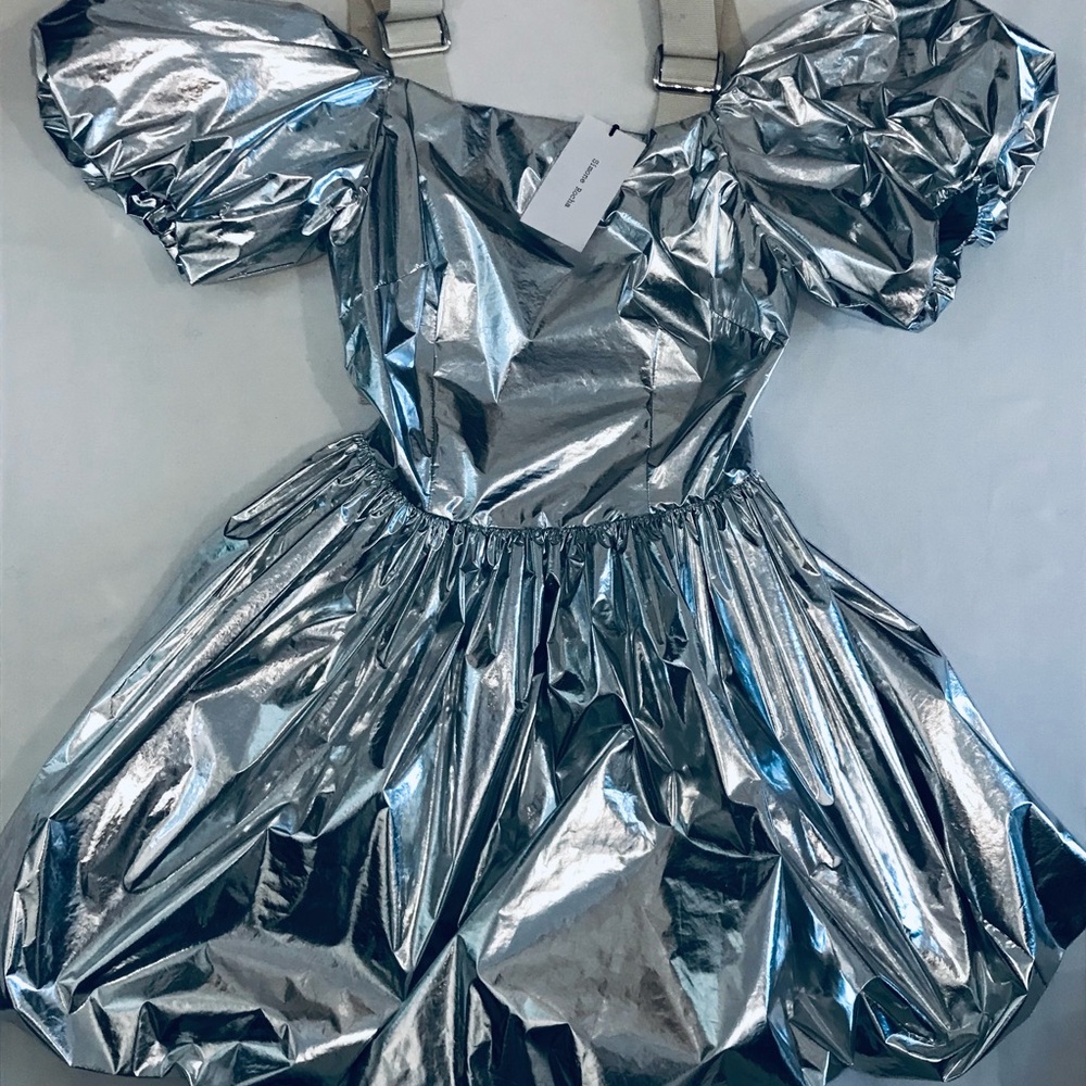 NEWvSimone Rocha Shimmering Silver Mini Dress